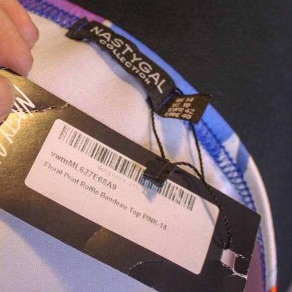 NWT Nasty Gal Floral Print Bandeau Top Multicolor Size 14 - Picture 5 of 5